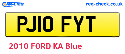 PJ10FYT are the vehicle registration plates.
