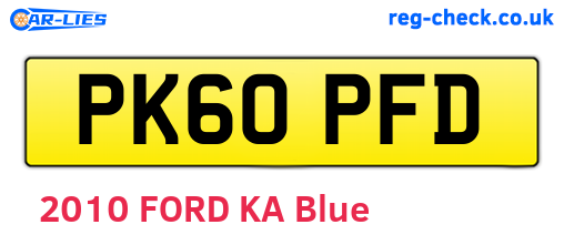 PK60PFD are the vehicle registration plates.