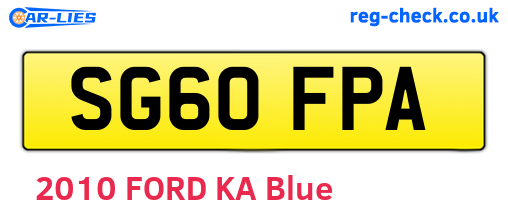SG60FPA are the vehicle registration plates.