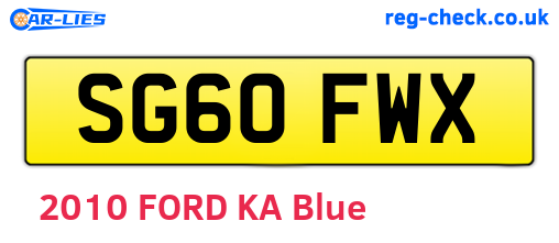 SG60FWX are the vehicle registration plates.