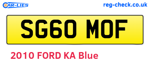 SG60MOF are the vehicle registration plates.