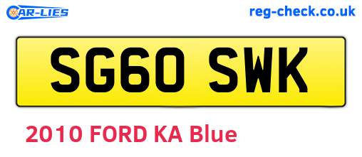 SG60SWK are the vehicle registration plates.