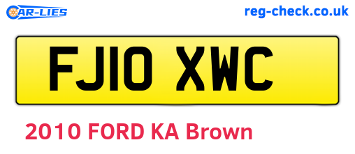 FJ10XWC are the vehicle registration plates.