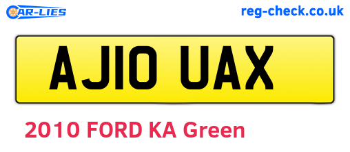AJ10UAX are the vehicle registration plates.