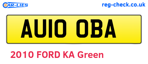 AU10OBA are the vehicle registration plates.