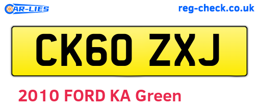 CK60ZXJ are the vehicle registration plates.