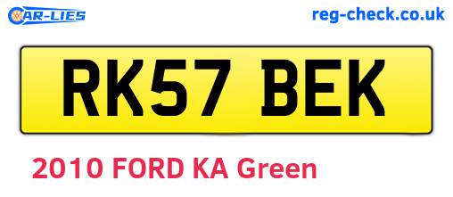 RK57BEK are the vehicle registration plates.
