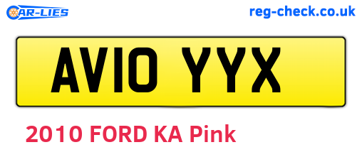 AV10YYX are the vehicle registration plates.