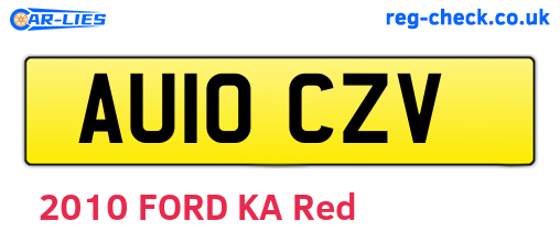 AU10CZV are the vehicle registration plates.