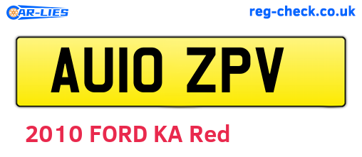 AU10ZPV are the vehicle registration plates.