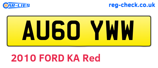 AU60YWW are the vehicle registration plates.