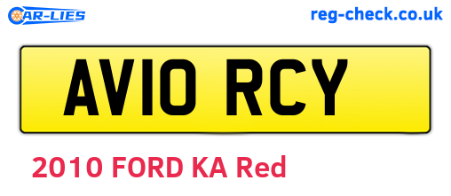 AV10RCY are the vehicle registration plates.