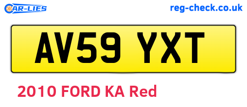 AV59YXT are the vehicle registration plates.