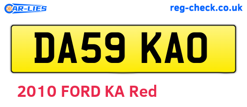 DA59KAO are the vehicle registration plates.