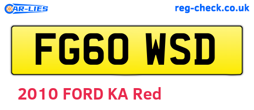 FG60WSD are the vehicle registration plates.