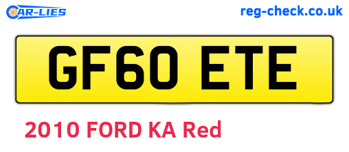 GF60ETE are the vehicle registration plates.