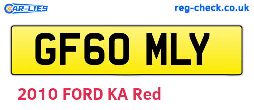 GF60MLY are the vehicle registration plates.