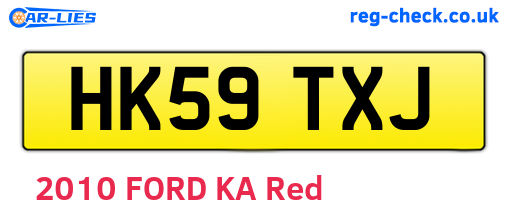 HK59TXJ are the vehicle registration plates.