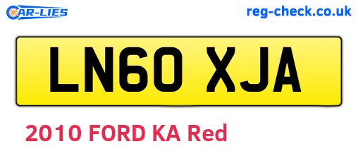 LN60XJA are the vehicle registration plates.
