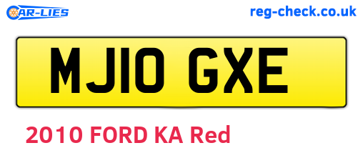 MJ10GXE are the vehicle registration plates.