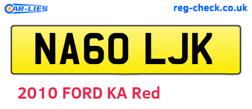 NA60LJK are the vehicle registration plates.