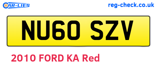 NU60SZV are the vehicle registration plates.