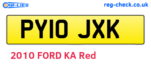 PY10JXK are the vehicle registration plates.