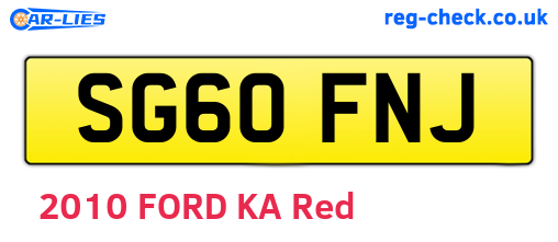 SG60FNJ are the vehicle registration plates.