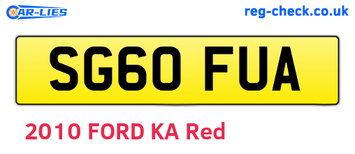 SG60FUA are the vehicle registration plates.