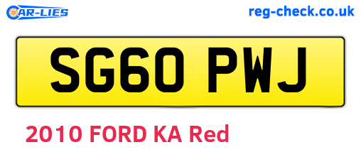 SG60PWJ are the vehicle registration plates.