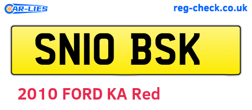 SN10BSK are the vehicle registration plates.