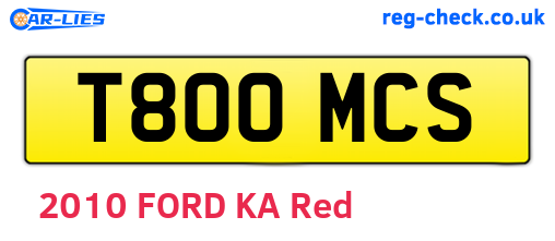 T800MCS are the vehicle registration plates.