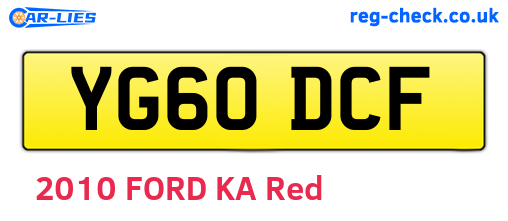 YG60DCF are the vehicle registration plates.