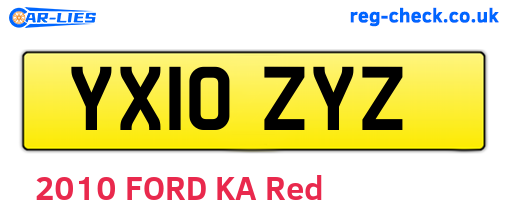 YX10ZYZ are the vehicle registration plates.