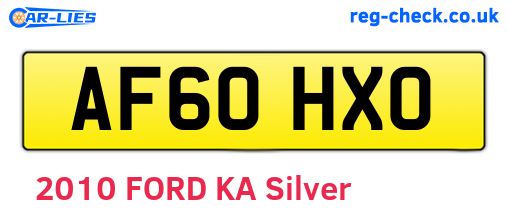 AF60HXO are the vehicle registration plates.