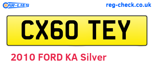 CX60TEY are the vehicle registration plates.
