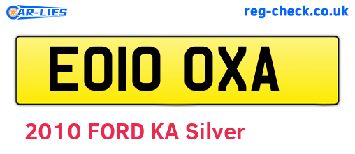 EO10OXA are the vehicle registration plates.