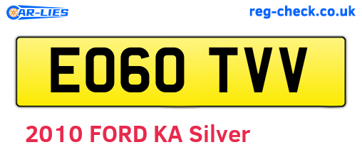 EO60TVV are the vehicle registration plates.