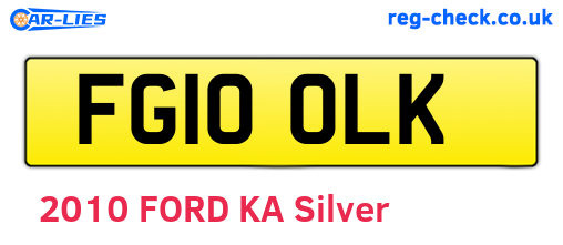 FG10OLK are the vehicle registration plates.