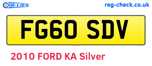 FG60SDV are the vehicle registration plates.