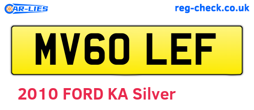 MV60LEF are the vehicle registration plates.