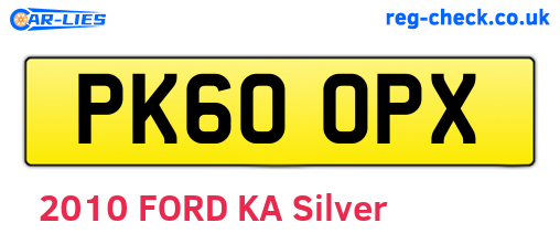PK60OPX are the vehicle registration plates.