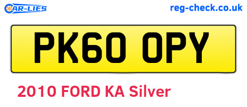PK60OPY are the vehicle registration plates.