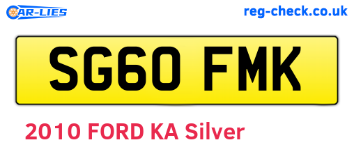 SG60FMK are the vehicle registration plates.