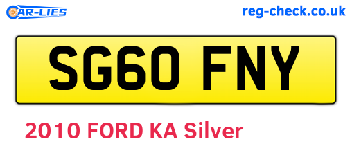 SG60FNY are the vehicle registration plates.
