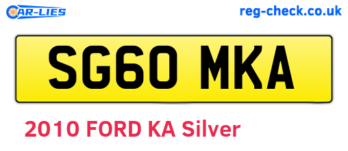 SG60MKA are the vehicle registration plates.