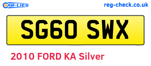 SG60SWX are the vehicle registration plates.