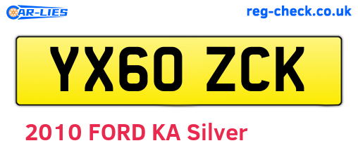 YX60ZCK are the vehicle registration plates.