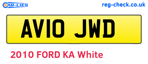 AV10JWD are the vehicle registration plates.