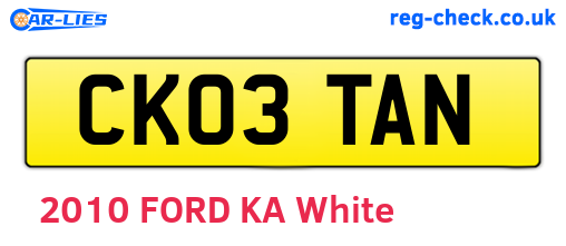 CK03TAN are the vehicle registration plates.
